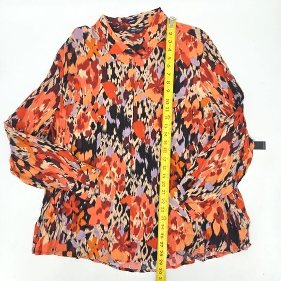 Liverpool Los Angeles 3X Button Up Down Shirt Orange Floral Office Work Business - Picture 5 of 8